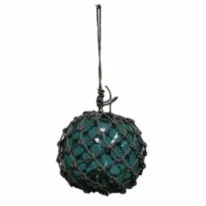Teal Sea Glass Float - White