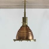 Large Nautical Pendant Light - Copper and Brass Wiska Beehive-Small Dent