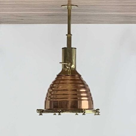 Large Nautical Pendant Light - Copper and Brass Wiska Beehive-Small Dent 04 Large Nautical Pendant Light - Copper and Brass Wiska Beehive-Small Dent