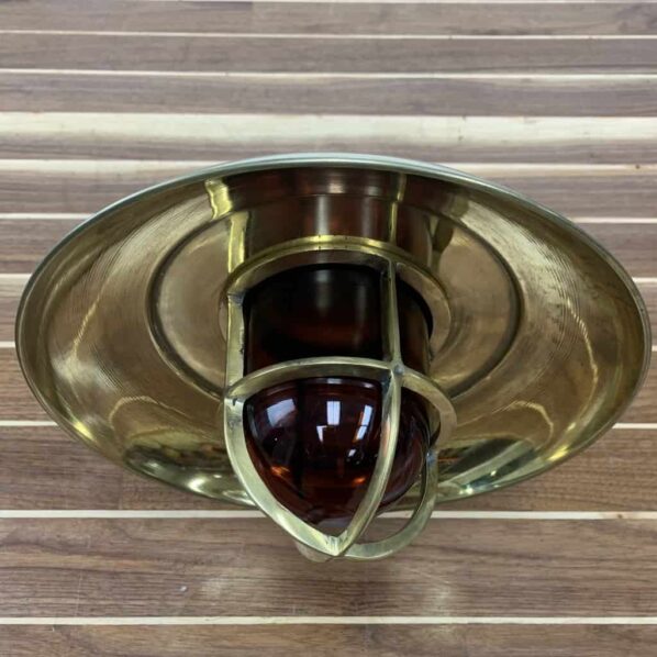 Amber Glass Cast Brass Wall Light With Arm