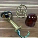 Amber Glass Cast Brass Wall Light With Arm