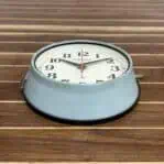 Main: Seiko Blue and Cream Synchronized Wall Clock mounted on wall showing full front view