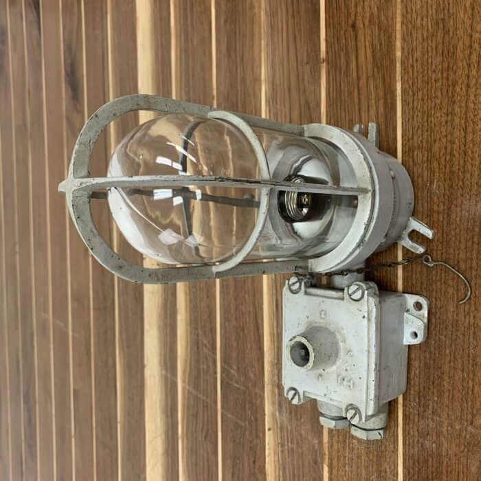 Vintage Brass Bulkhead Light With Junction Box - Painted Grey