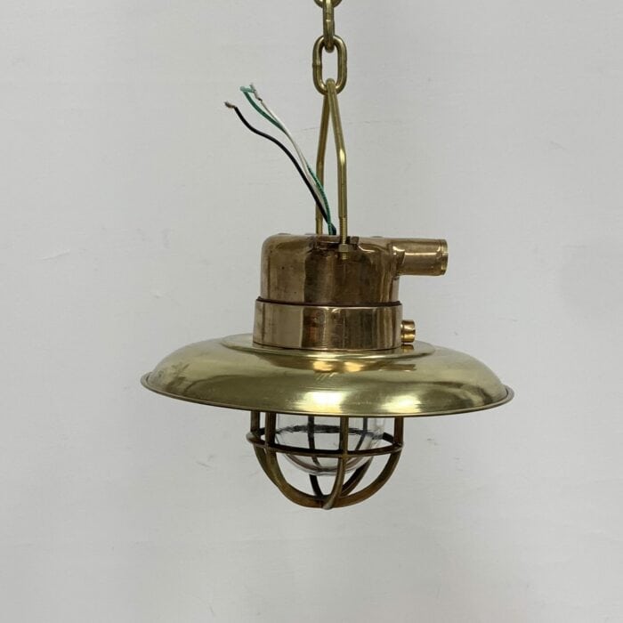 Vintage Red Brass Ceiling Light With Brass Rain Cap And Chain