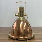Large Smooth Wiska Copper And Brass Pendant Light (Indent)