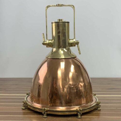 Large Smooth Wiska Copper And Brass Pendant Light (Indent)
