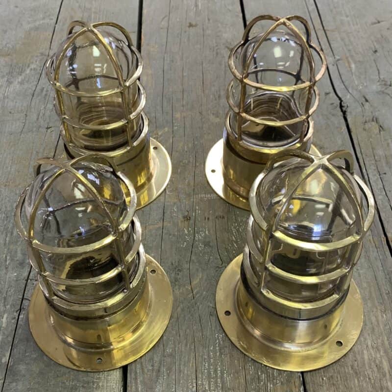 Nautical Ceiling Lights With Clear Globes (Smooth Base, No Conduits) Set Of Four