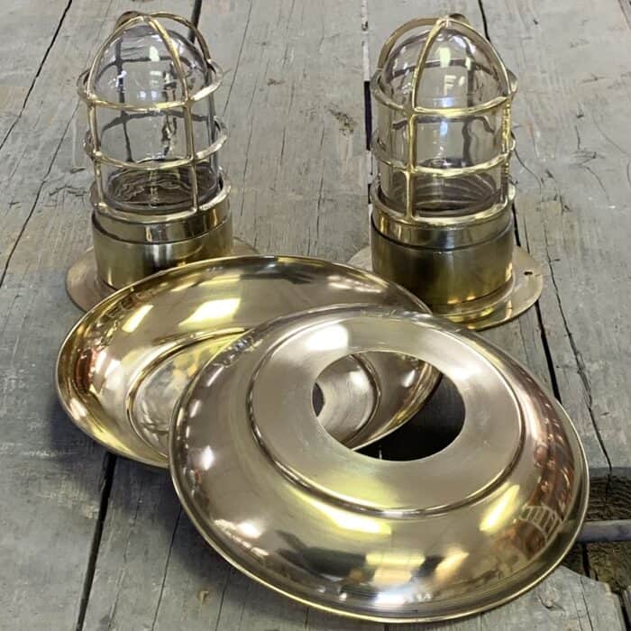 Nautical Ceiling Lights With Clear Globes (Smooth Base, No Conduits) Set Of Two