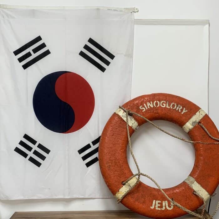 Vintage Sinoglory JEJU Life Ring And South Korea Ship Flag Combo