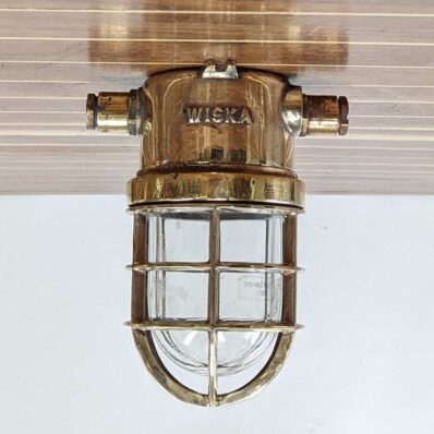 Vintage WISKA Brass Ceiling Light With Side Conduit Main Image