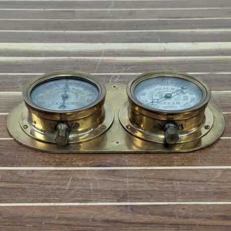 Allis-Chalmers WW2 Liberty Ship Brass Gauge Set - Exhaust and Steam 02 Allis-Chalmers Brass Gauge Set - Exhaust and Steam
