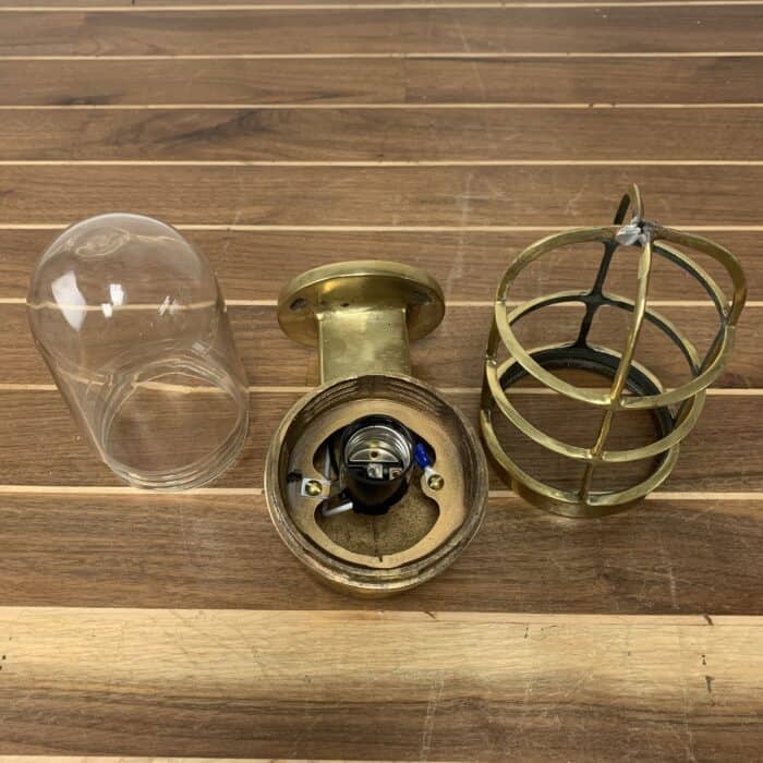 Vintage Broken Cage Nautical Brass Wall Sconce