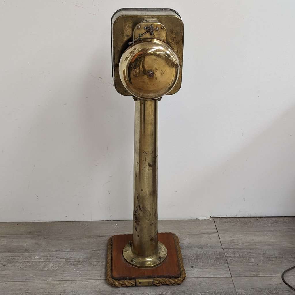 Brass Henschel Corporation Sound-Powered Telephone with Splash-Proof  Pedestal