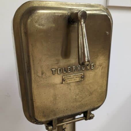 Brass Henschel Corporation Sound-Powered Telephone with Splash-Proof Pedestal 03 front