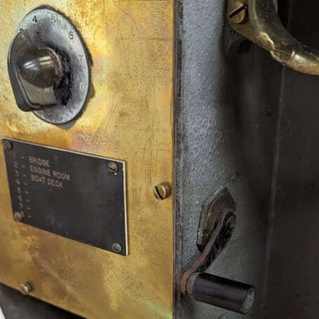 Brass Henschel Corporation Sound-Powered Telephone with Splash-Proof Pedestal 07 inside plate