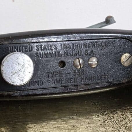 Brass Henschel Corporation Sound-Powered Telephone with Splash-Proof Pedestal 09 handset plate