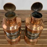 Vintage AHELMANN & Schlatter Copper Oil Lanterns-Set-lids open