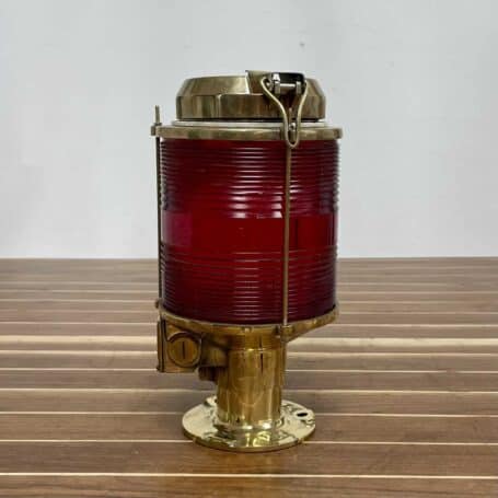 Post Mounted Red Fresnel lens Brass Light (5) Post Mounted Red Fresnel lens Brass Light