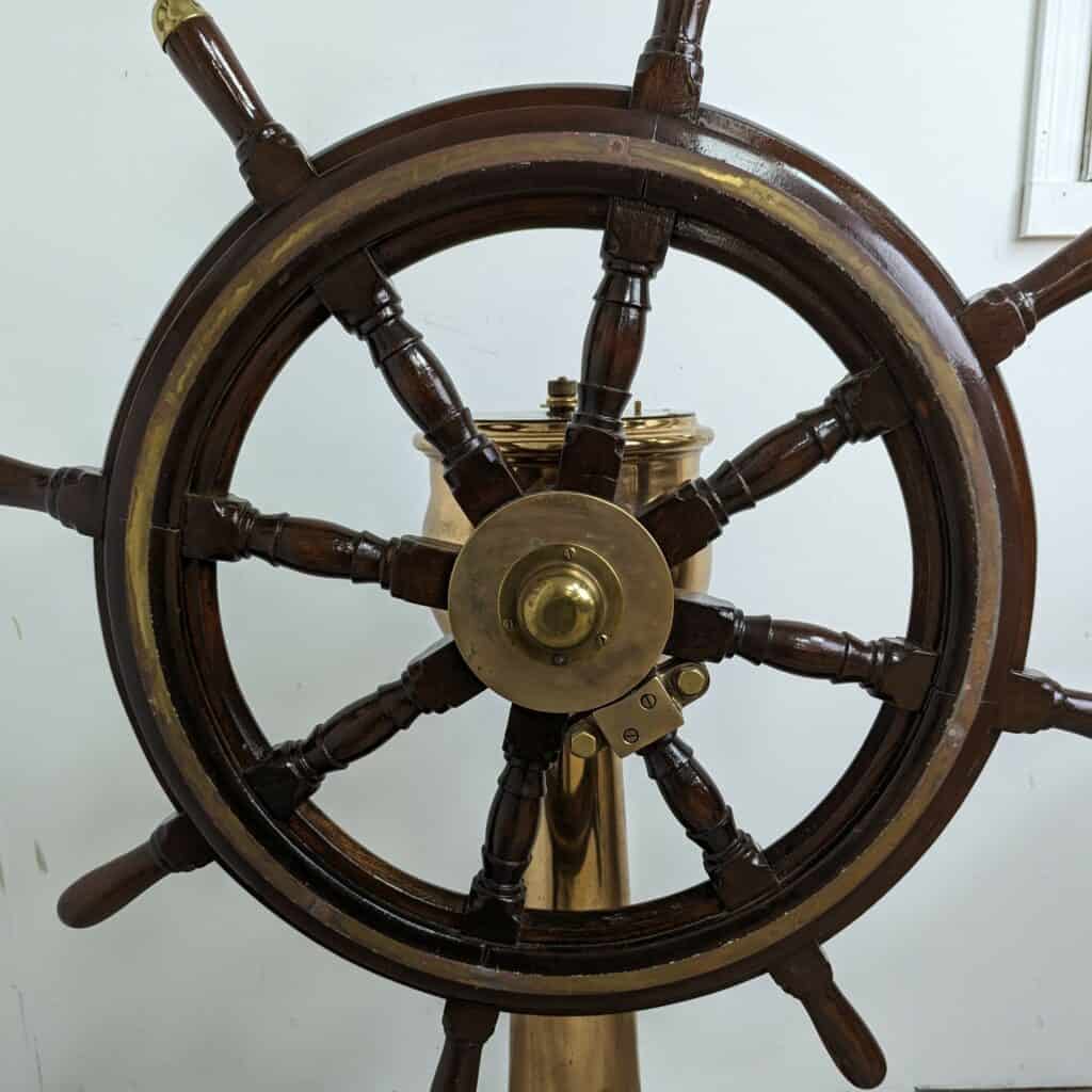 U.S. Navy Brass Steering Station – Jered Industries Inc. Wheel Close Up