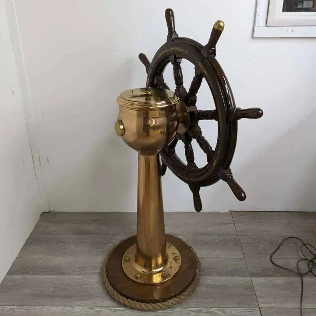 U.S. Navy Brass Steering Station – Jered Industries Inc. Side Angle Back View