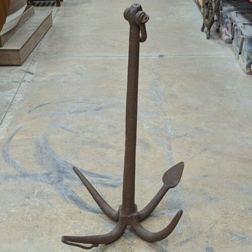 Vintage Grapnel Anchor with Flared Tine and Handle 01