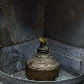 Vintage Kilbourn-Sauer Green Fresnel Glass Oil Lantern-oil wick