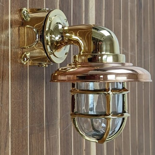 Nautical Brass Wall Sconce Bulkhead Light (Brass, Copper, or No Cover) 01