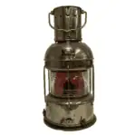 Nippon Sento Brass And Copper Red Fresnel Lens Oil Lantern -white background