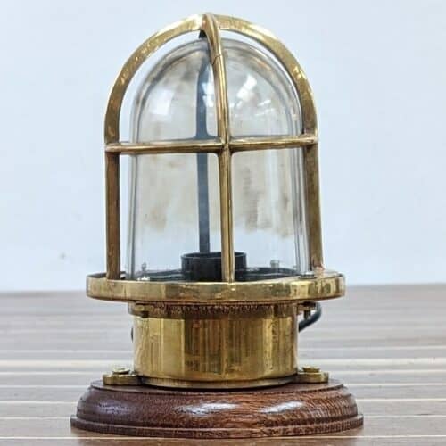 Smoky Glass Vintage Brass Passageway Desk Light Wall Outlet, OnOff Toggle 01