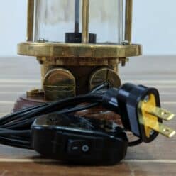 Smoky Glass Vintage Brass Passageway Desk Light Wall Outlet, OnOff Toggle 02