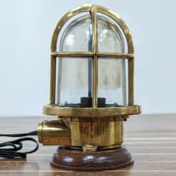 Smoky Glass Vintage Brass Passageway Desk Light Wall Outlet, OnOff Toggle 04