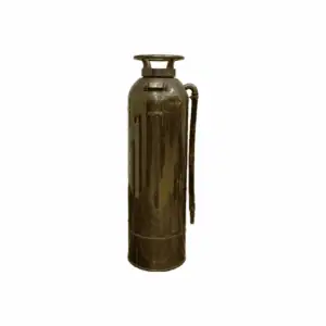 Vintage Brass Fire Extinguisher With Black Nozzle - White