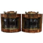 Vintage Copper Portside and Starboard Seahorse Lantern Set Main Image