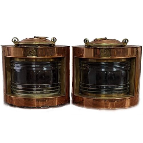 Vintage Copper Portside and Starboard Seahorse Lantern Set Main Image