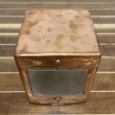 Vintage John E Hand And Sons Co Magnetic Compass In Copper Box-top