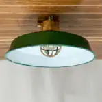 Enamel cap on a vintage ceiling light fixture