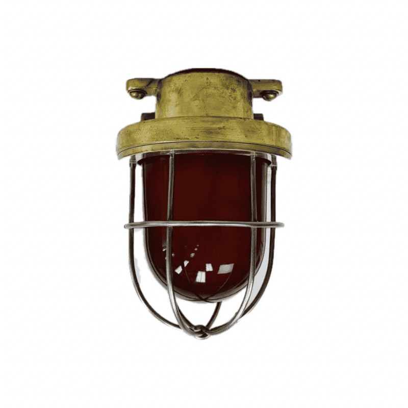 Cast Brass Red Nautical Ceiling Light
