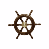 Replica 18 Hardwood Ships Wheel With Brass Hub - White background