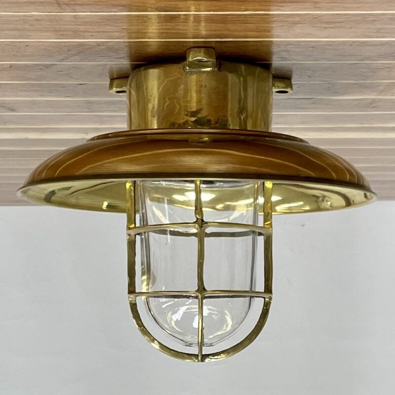Vintage Brass Ceiling Light With DAE YANG Cage - raincap
