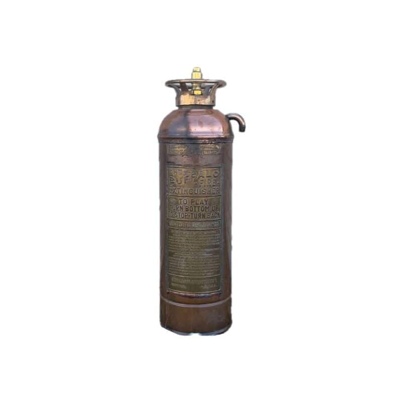 Vintage Copper And Brass Buffalo Fire Extinguisher (M92) - White