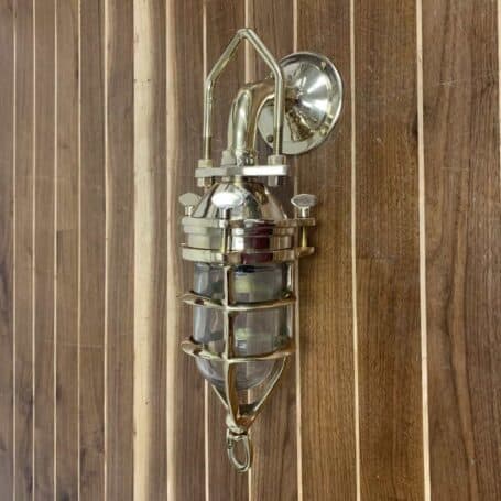 Large Brass Convoy Sconce Light 02 on wall