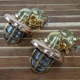 Nautical Brass Wall Sconce Bulkhead Light Copper Cover Sets of 2