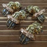 Nautical Brass Wall Sconce Bulkhead Light Copper Cover Sets of 4
