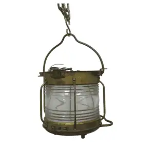 Vintage brass marine light – hanging from ceiling chain