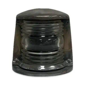 Front view of the Vintage Chrome Bow Light with clear Fresnel lens.