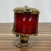 Vintage Brass Post Mount Neon-Vrsar Red Glass Navigation Light-Bent Base