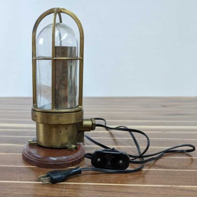 Brass Office Desk Light Nautical Salvage, Wood Mounted, Toggle Switch 03