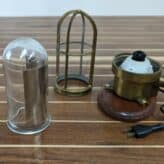Brass Office Desk Light Nautical Salvage, Wood Mounted, Toggle Switch 04