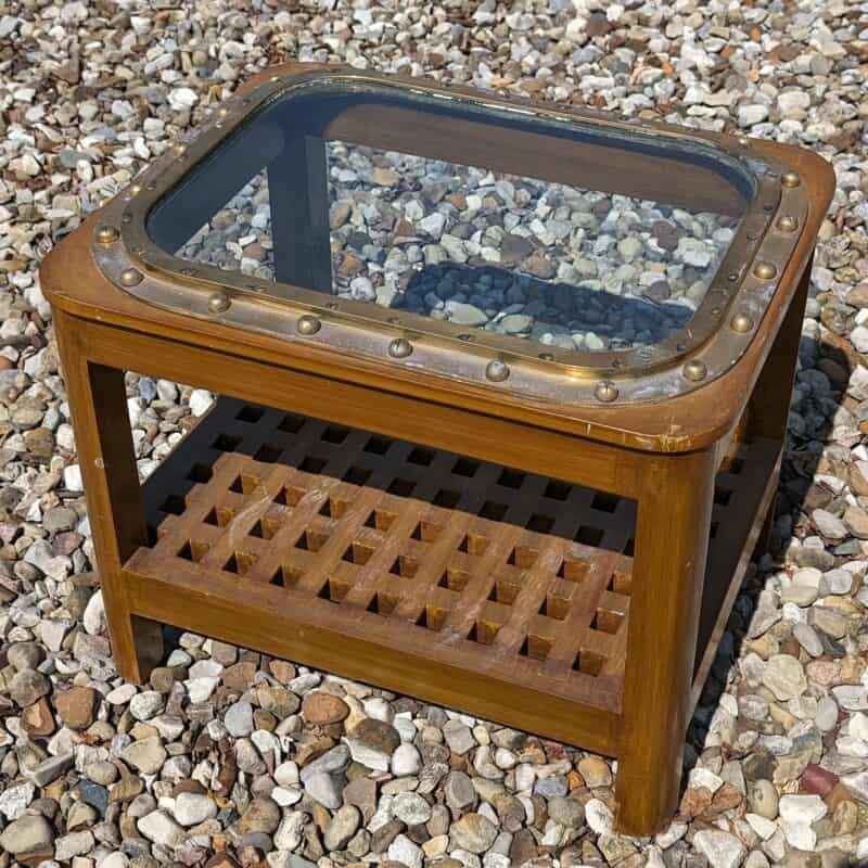 Brass Porthole Wooden Grate Coffee Table Main Image