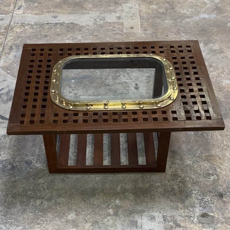 Brass Porthole Wooden Grate Coffee Table